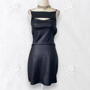 Early 2000's Hottie Slinky Open Back Lace Up Little Black Mini Party Dress M